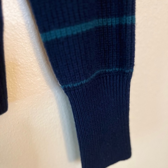 Trina Turk Sweater - Women's Small Navy Blue Green - Zip Turtleneck Pullover - Picture 7 of 12